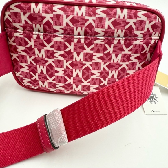 Michael Kors Khai Dark Raspberry Small Logo Printed Belt/Sling Bag NWT - Picture 2 of 5